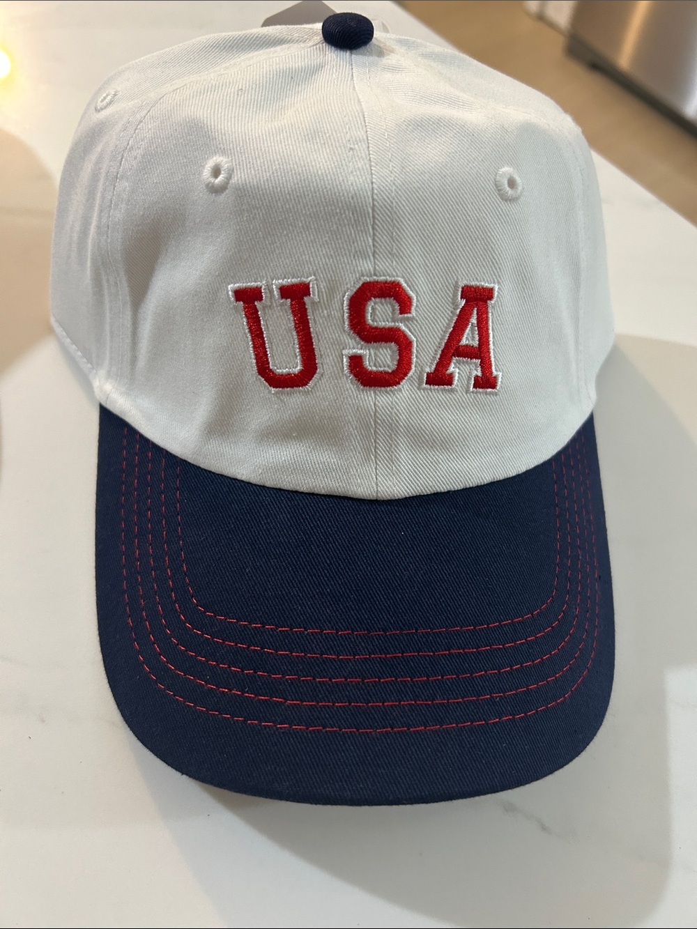 Time and Tru men’s USA Embroidered Cap - White, Navy, Red